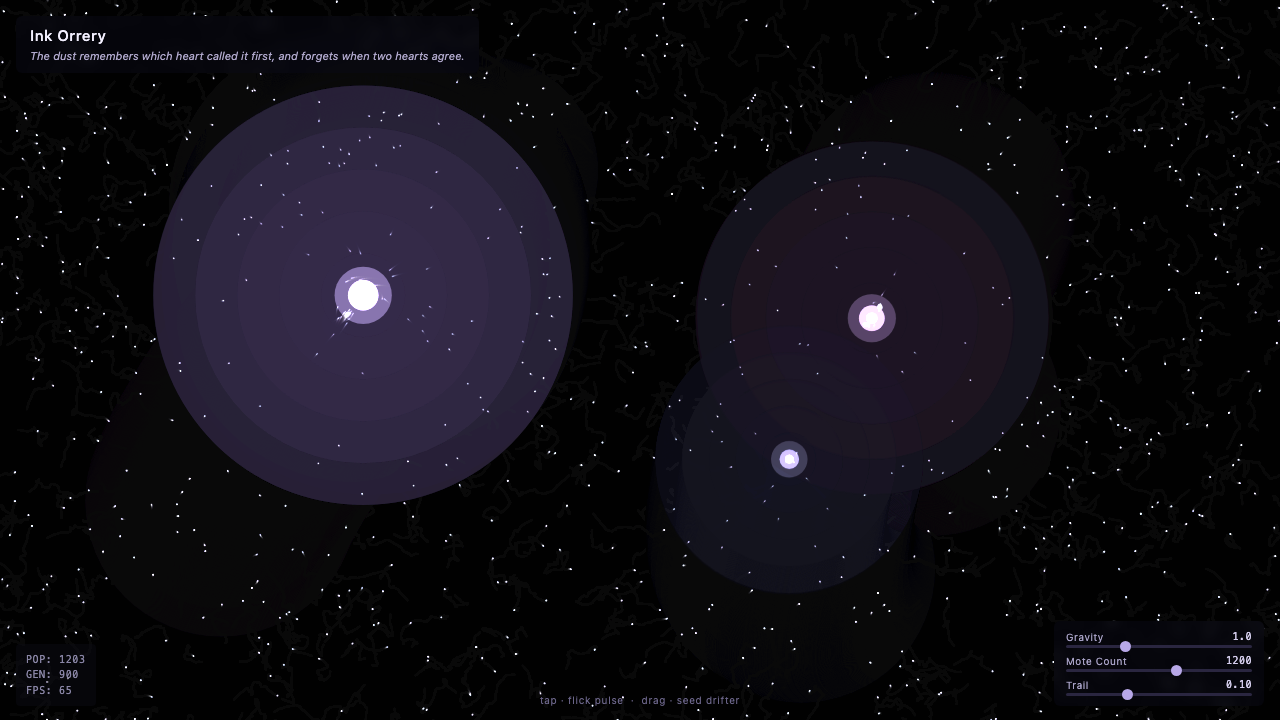 Ink Orrery interactive simulation preview